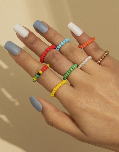 Bohemian Color Mixing Beaded Women Ring Set #794481 $4.95 USD, Wholesale Fashion Ring