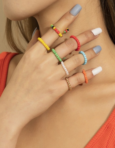 Replica Bohemian Color Mixing Beaded Women Ring Set #794481 $4.95 USD for Wholesale