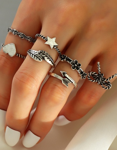 Vintage Geometry Ring 7 Pieces Sets #794492 $7.25 USD, Wholesale Fashion Ring