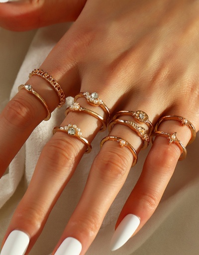 Easy Matching Faux Pearl Rhinestone Ring Sets #794499 $7.85 USD, Wholesale Fashion Ring