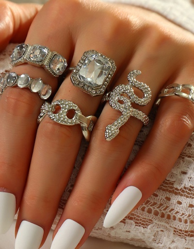 Chic Rhinestone Snake Geometric Ring Sets For Women #794501 $8.78 USD, Wholesale Fashion Ring