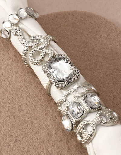 Replica Chic Rhinestone Snake Geometric Ring Sets For Women #794501 $8.78 USD for Wholesale