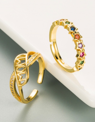 Unisex Star Rhinestone Letter Hollow Out Ring #794508 $6.68 USD, Wholesale Fashion Ring