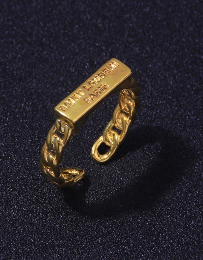 Replica Street Geometric Carved Letter Open Ring For Women #794509 $9.10 USD for Wholesale