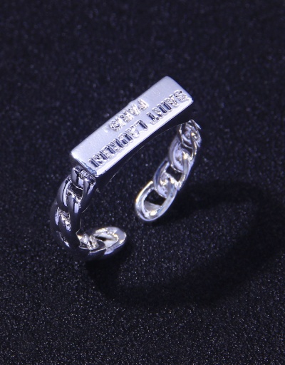 Replica Street Geometric Carved Letter Open Ring For Women #794509 $9.10 USD for Wholesale