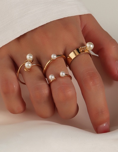 Replica New Faux Pearl Pendant Open Ring Sets #794511 $8.45 USD for Wholesale