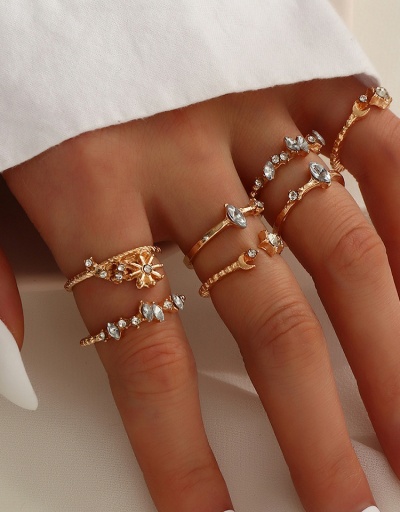 Simple Fashion Geometric Rhinestone Star Crescent Ring Sets #794512 $7.12 USD, Wholesale Fashion Ring