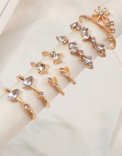 Replica Simple Fashion Geometric Rhinestone Star Crescent Ring Sets #794512 $7.12 USD for Wholesale