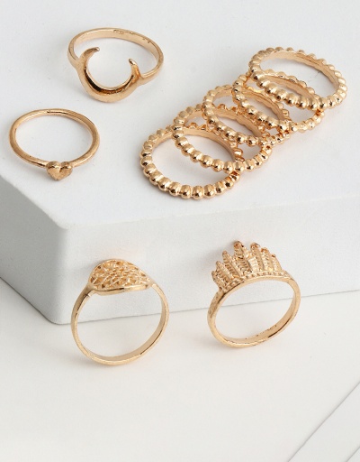 Replica Fashion Crescent Star Flower Solid Ring Sets #794513 $7.40 USD for Wholesale