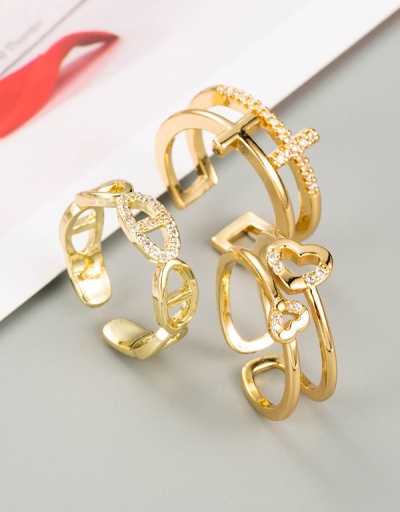 Fashion Unisex Heart Cross Geometric Zircon Open Ring #794515 $7.25 USD, Wholesale Fashion Ring