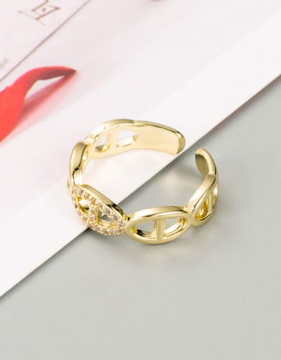 Replica Fashion Unisex Heart Cross Geometric Zircon Open Ring #794515 $7.25 USD for Wholesale