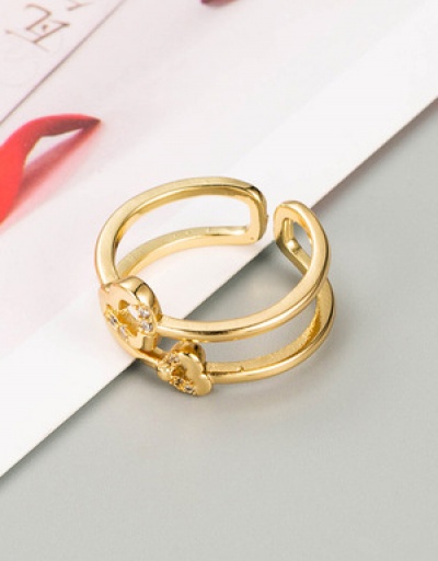 Replica Fashion Unisex Heart Cross Geometric Zircon Open Ring #794515 $7.25 USD for Wholesale