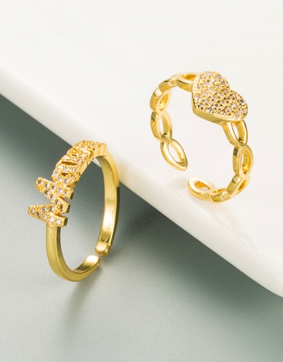 Simple Unisex Heart Letter Zircon Open Ring #794516 $7.54 USD, Wholesale Fashion Ring