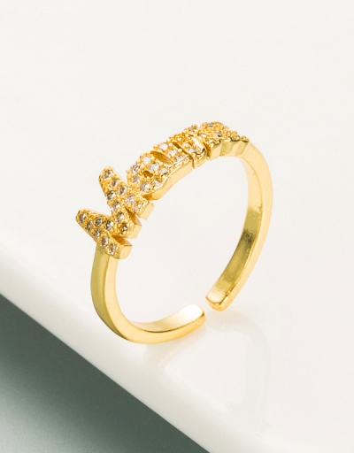 Replica Simple Unisex Heart Letter Zircon Open Ring #794516 $7.54 USD for Wholesale