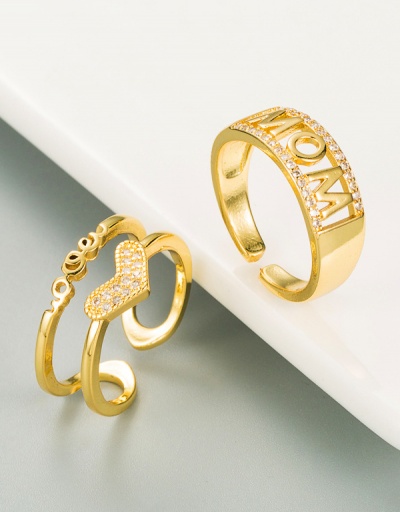 Hollow Out Letter Heart Zircon Unisex Open Ring #794517 $7.25 USD, Wholesale Fashion Ring