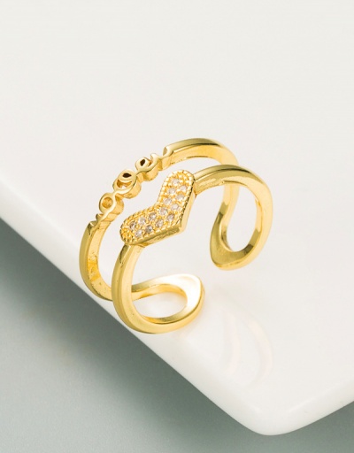 Replica Hollow Out Letter Heart Zircon Unisex Open Ring #794517 $7.25 USD for Wholesale