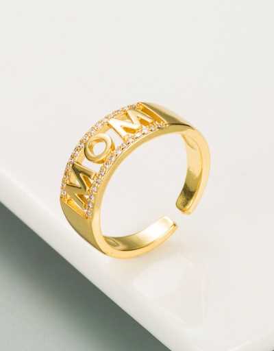 Replica Hollow Out Letter Heart Zircon Unisex Open Ring #794517 $7.25 USD for Wholesale