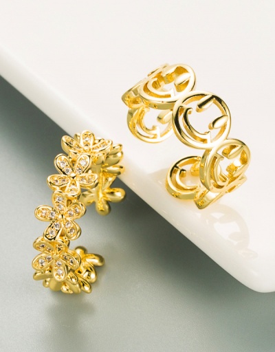 Fashion Flower Rhinestone Smile Face Ring For Unisex #794521 $6.94 USD, Wholesale Fashion Ring