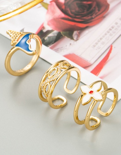 Dripping Oil Geometry Copper Golden Ring #794524 $7.67 USD, Wholesale Fashion Ring