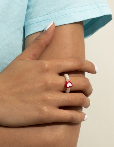 Replica Acrylic Heart Sweet Faux-Pearl Simple Rings #794525 $5.18 USD for Wholesale