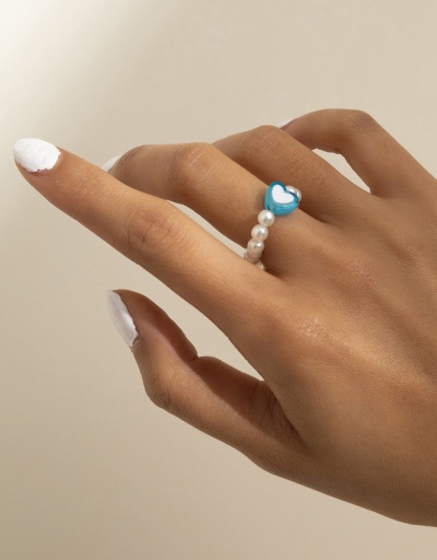 Replica Acrylic Heart Sweet Faux-Pearl Simple Rings #794525 $5.18 USD for Wholesale