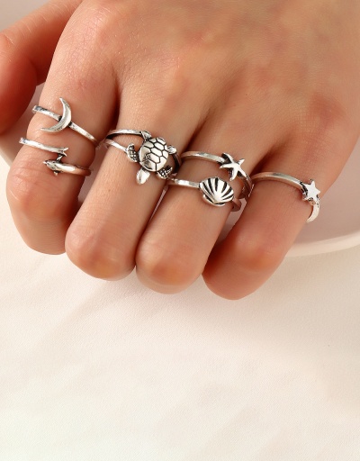 Vintage Shell Star Crescent Animal 6 Ring Sets #794527 $7.21 USD, Wholesale Fashion Ring