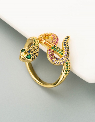 Replica Colourful Zircon Punk Snake Shape Ring Accessories #794529 $12.69 USD for Wholesale