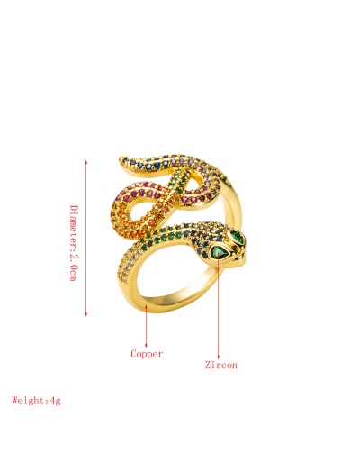 Replica Colourful Zircon Punk Snake Shape Ring Accessories #794529 $12.69 USD for Wholesale