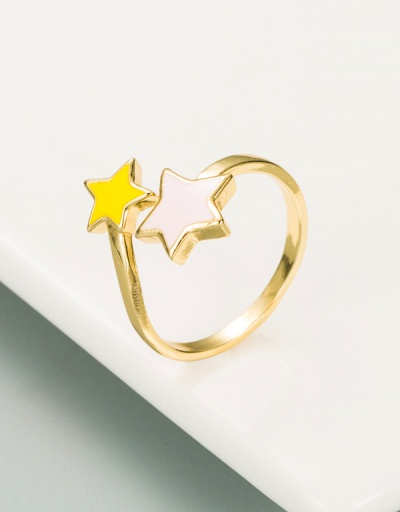 Replica Personality Design Dripping Oil Star Simple Ring #794531 $7.40 USD for Wholesale