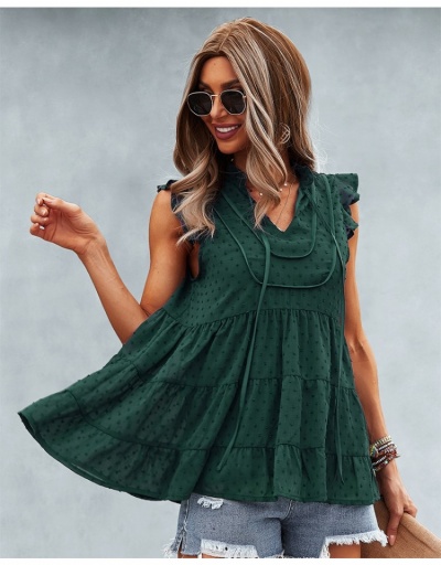  Summer Pure Color V Neck Ruffled Ladies Top Short Sleeve V Neck #794539 $28.08 USD, Wholesale Fashion Blouses