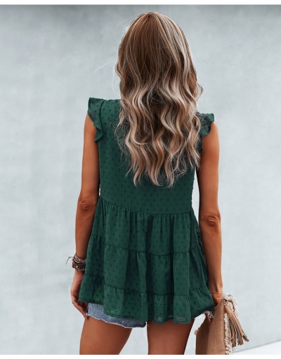 Replica  Summer Pure Color V Neck Ruffled Ladies Top Short Sleeve V Neck #794539 $28.08 USD for Wholesale