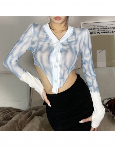 Replica  2022 Summer Long Sleeve Crop Blouse Long Sleeve V Neck #794544 $18.90 USD for Wholesale