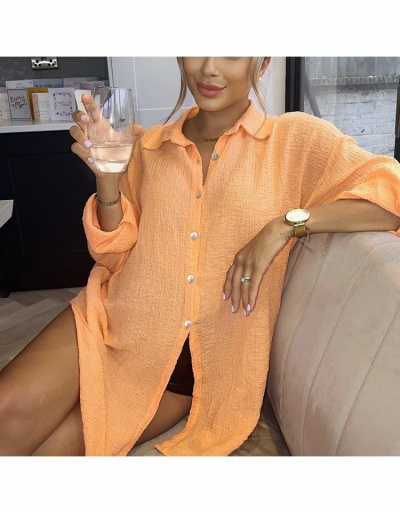 Replica Fall Solid Ladies Long Sleeve Loose Blouse Long Sleeve Turndown Collar #794552 $33.32 USD for Wholesale