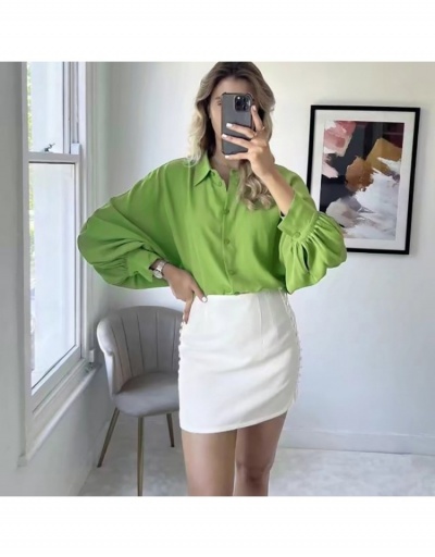 Replica  Women's Apple Green Long Sleeve Blouses Long Sleeve Turndown Collar #794554 $24.90 USD for Wholesale