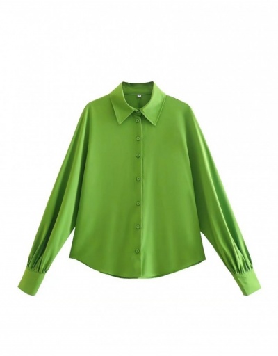 Replica  Women's Apple Green Long Sleeve Blouses Long Sleeve Turndown Collar #794554 $24.90 USD for Wholesale