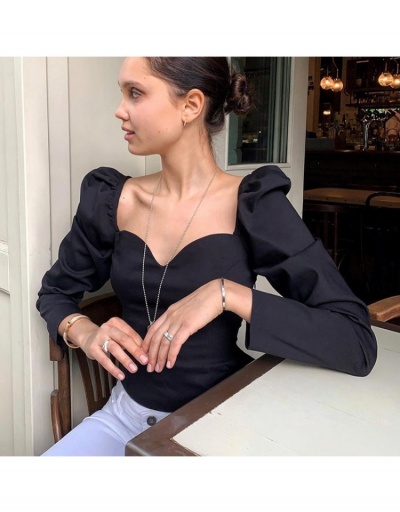 Replica Sweetheart Neck  Puff Sleeve Fitted Ladies Retro Tops Long Sleeve Sweetheart Neck #794556 $21.84 USD for Wholesale