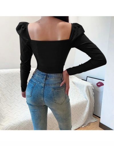 Replica Sweetheart Neck  Puff Sleeve Fitted Ladies Retro Tops Long Sleeve Sweetheart Neck #794556 $21.84 USD for Wholesale