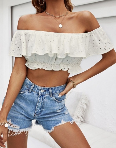 Replica  Summer Pure Color Ruffled Top Short Sleeve Boat Neck #794557 $23.11 USD for Wholesale