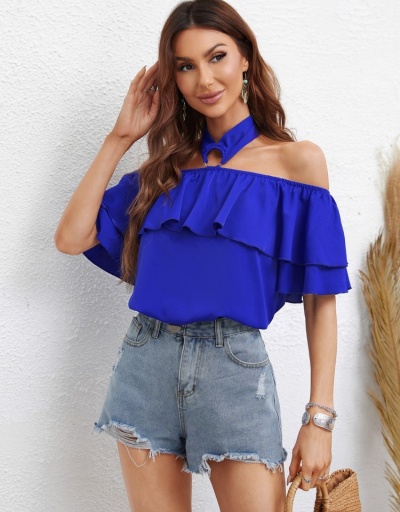 Replica Ruffle  Off The Shoulder Halter Ladies Tops Short Sleeve Halter #794579 $20.83 USD for Wholesale