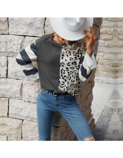 Replica  Fashion Leopard Print Round Neck Women's Casual Knitwear Long Sleeve Crew Neck #794585 $22.52 USD for Wholesale