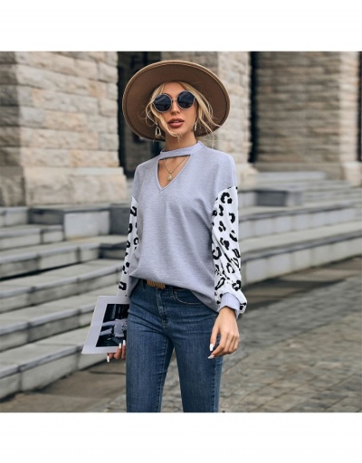  Fashion Leopard Print Patchwork Hollowed Out Casual Knitwear Long Sleeve Crew Neck #794586 $22.52 USD, Wholesale Fashion Blouses