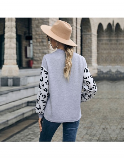 Replica  Fashion Leopard Print Patchwork Hollowed Out Casual Knitwear Long Sleeve Crew Neck #794586 $22.52 USD for Wholesale