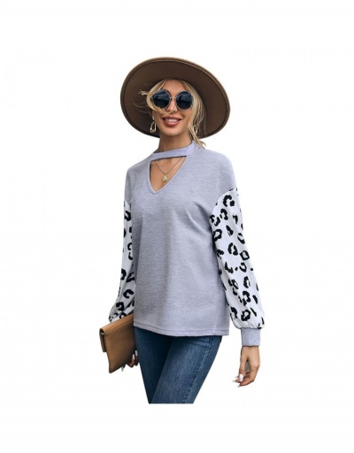 Replica  Fashion Leopard Print Patchwork Hollowed Out Casual Knitwear Long Sleeve Crew Neck #794586 $22.52 USD for Wholesale