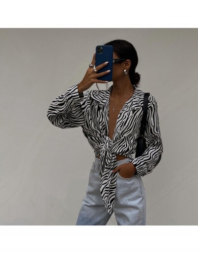 Fashion Contrast Color Stripe Long Sleeve Blouse  Long Sleeve Turndown Collar #794588 $25.81 USD, Wholesale Fashion Blouses