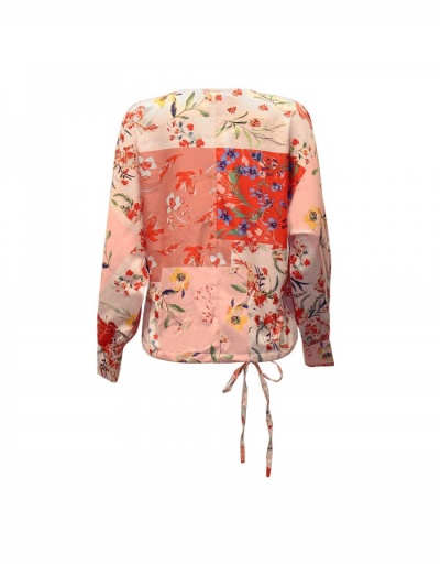 Replica  Geometric Pattern Floral Printing Top Long Sleeve V Neck #794592 $20.03 USD for Wholesale