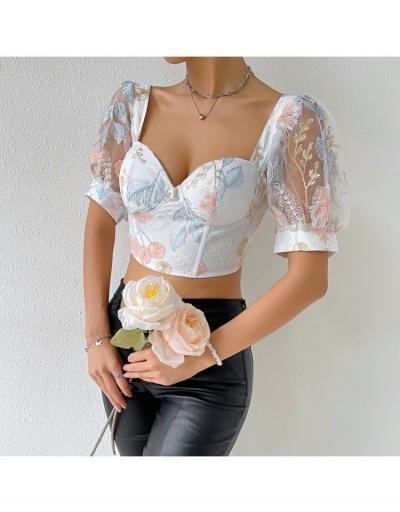  Sexy See-through Bandage Top Short Sleeve Sweetheart Neck #794595 $24.22 USD, Wholesale Fashion Blouses