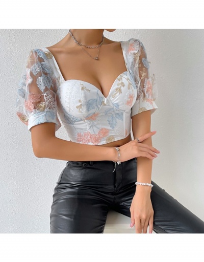 Replica  Sexy See-through Bandage Top Short Sleeve Sweetheart Neck #794595 $24.22 USD for Wholesale