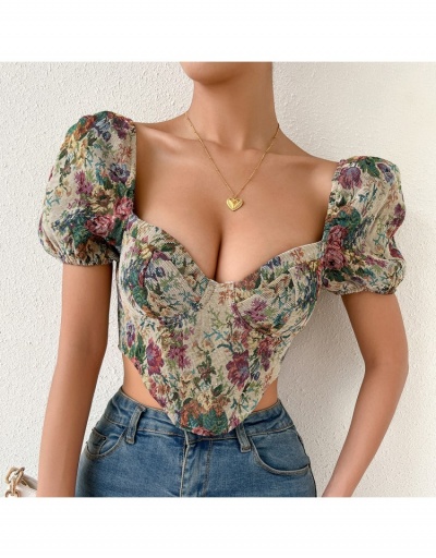 Vintage Backless Puff Sleeve Ladies Blouse Tops Short Sleeve Sweetheart Neck #794603 $22.17 USD, Wholesale Fashion Blouses