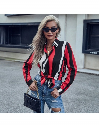  2022 Autumn Striped Long Sleeve Blouse Long Sleeve Turndown Collar #794607 $25.76 USD, Wholesale Fashion Blouses