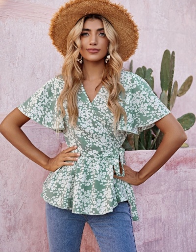  Women's Commuter Ruffled Short Sleeve Blouse Short Sleeve V Neck #794610 $21.42 USD, Wholesale Fashion Blouses